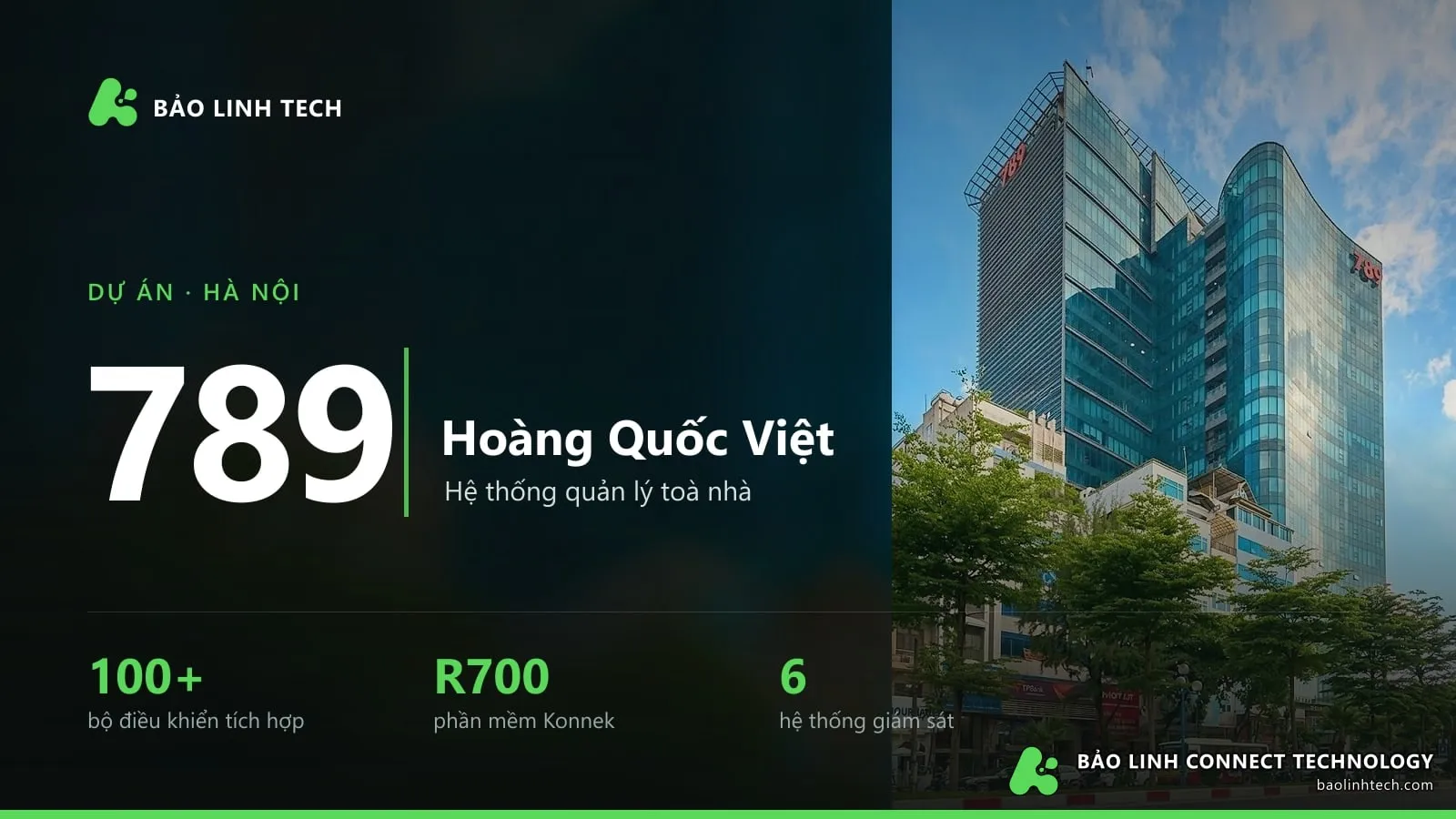 Toà nhà 789 Hoàng Quốc Việt — hệ thống BMS Konnek R700, hơn 100 bộ điều khiển tích hợp